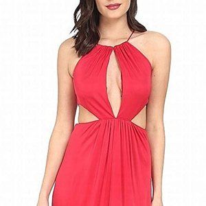 NWT Size 12 lined Aidan Mattox Stretch Matte Jersey Long Gown with Cut O…